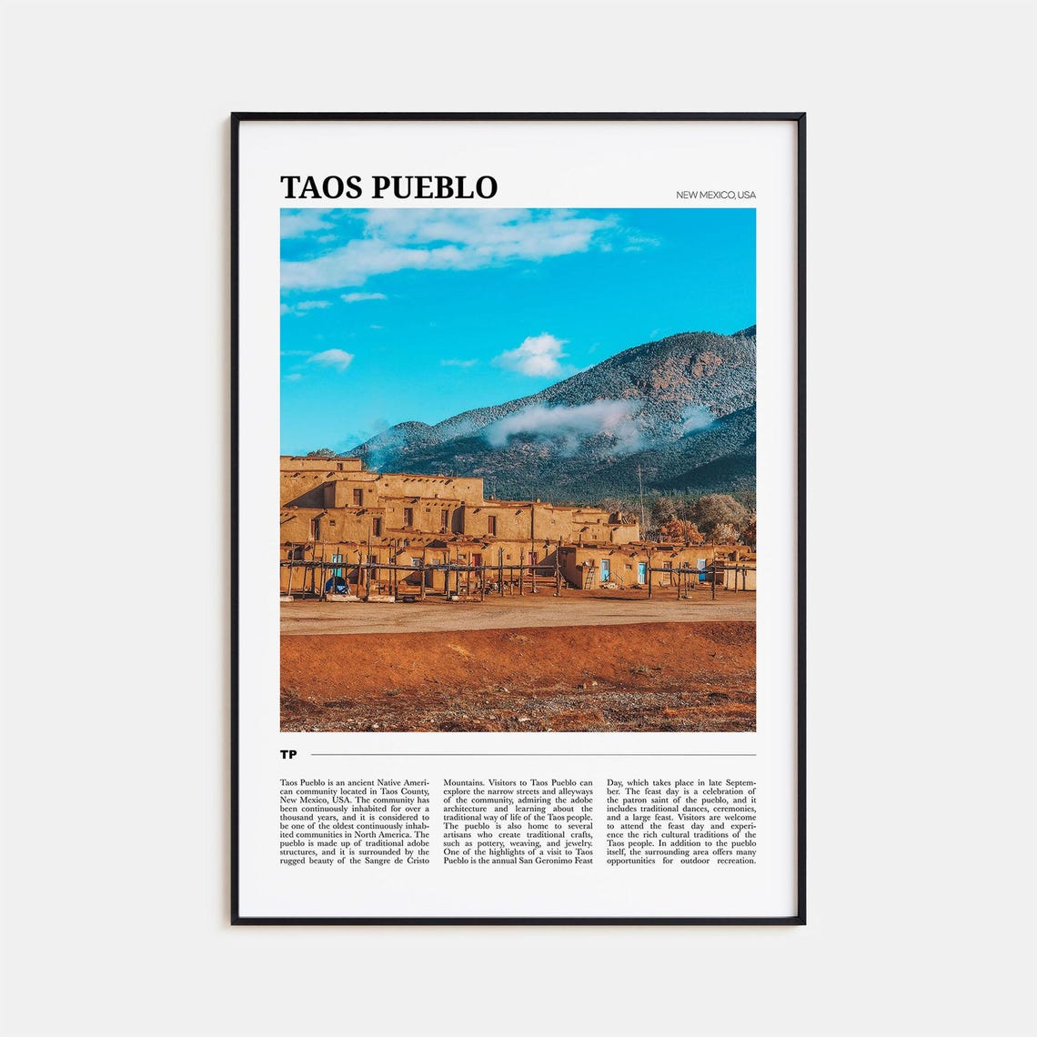 Taos Pueblo Travel Poster Taos Pueblo Wall Art Taos Pueblo Poster Print Taos Pueblo Photo Taos Pueblo Decor New Mexico Usa