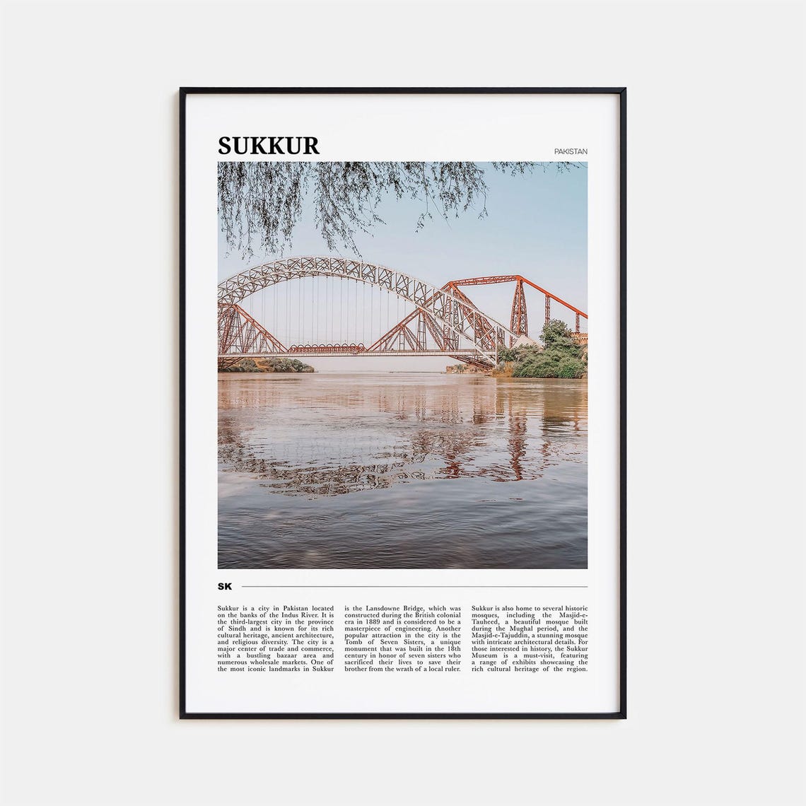 Sukkur Pakistan Lansdowne Bridge Indus River Steel Arch Travel Poster