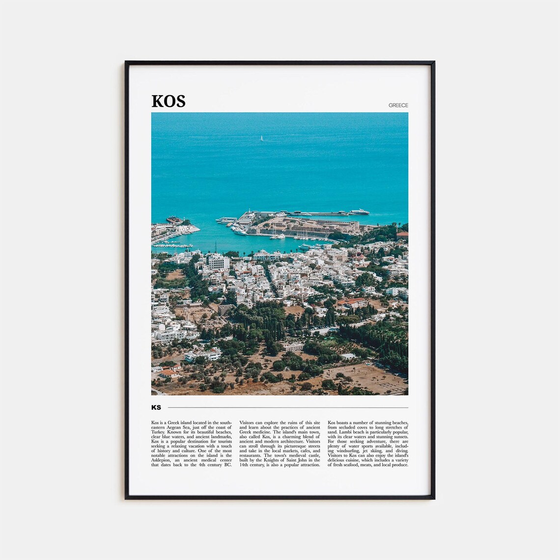 Kos Travel Poster, Greece Wall Art Print