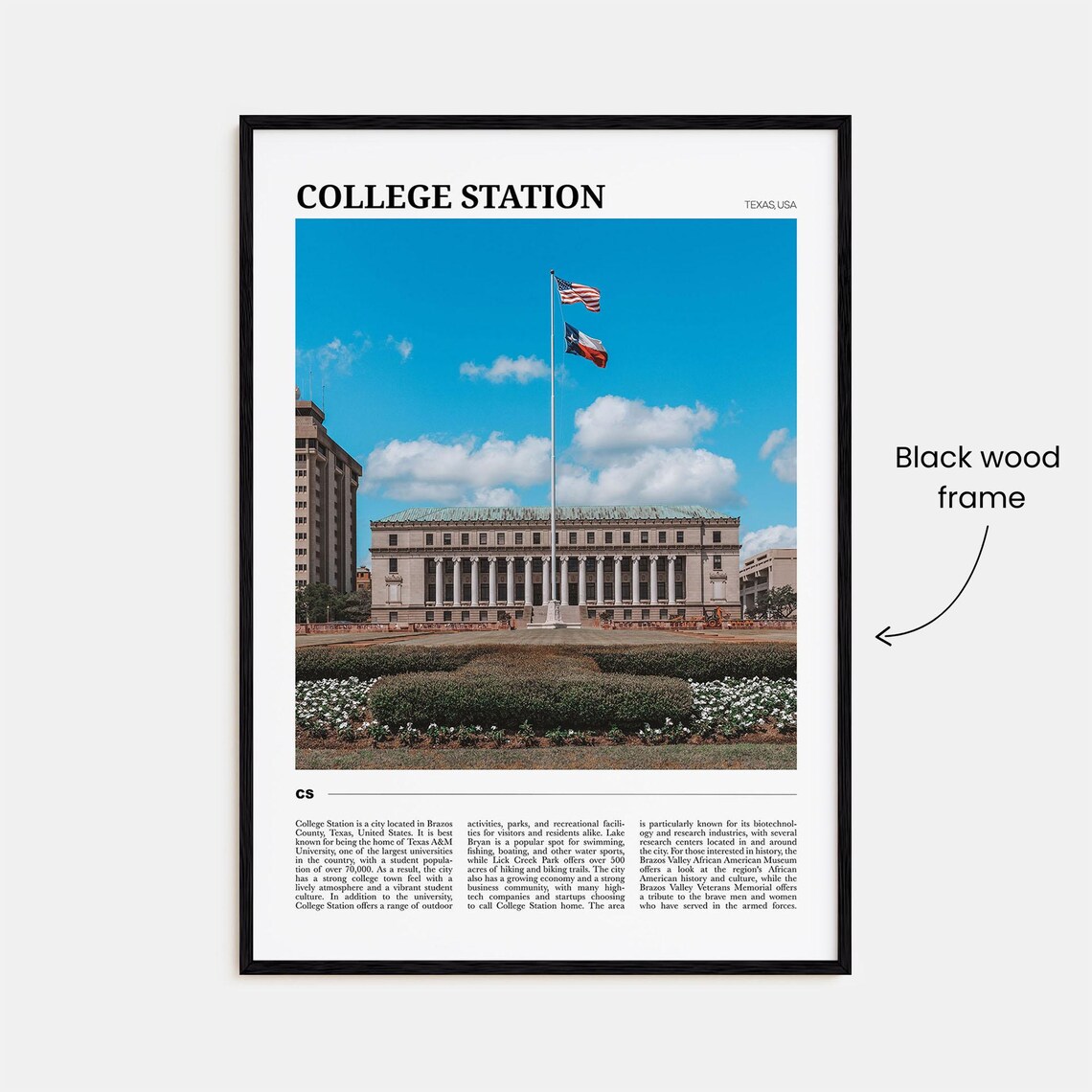 College Station Travel Poster, Texas USA Art Print - Image 2
