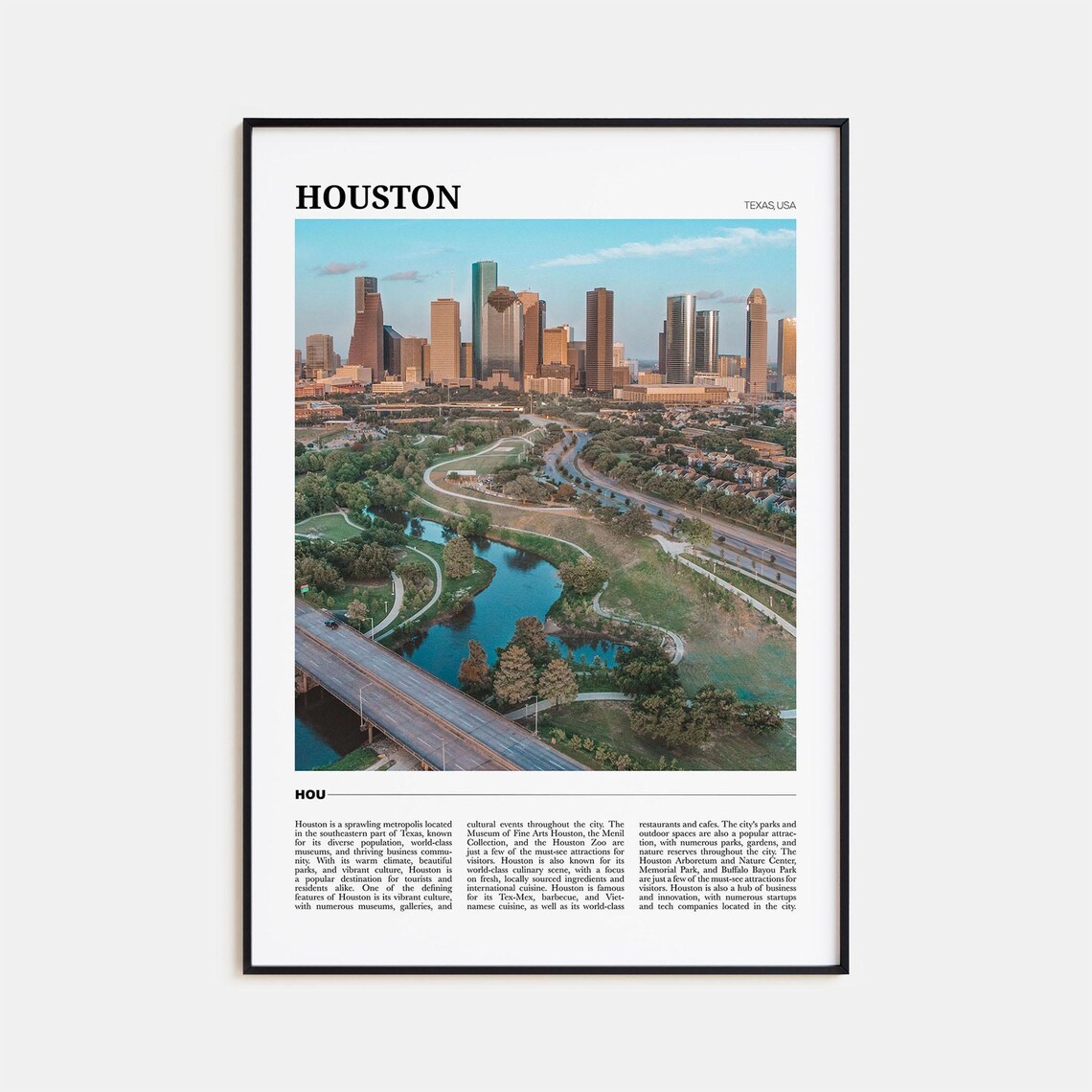 Houston Travel Poster, Texas USA Art Print