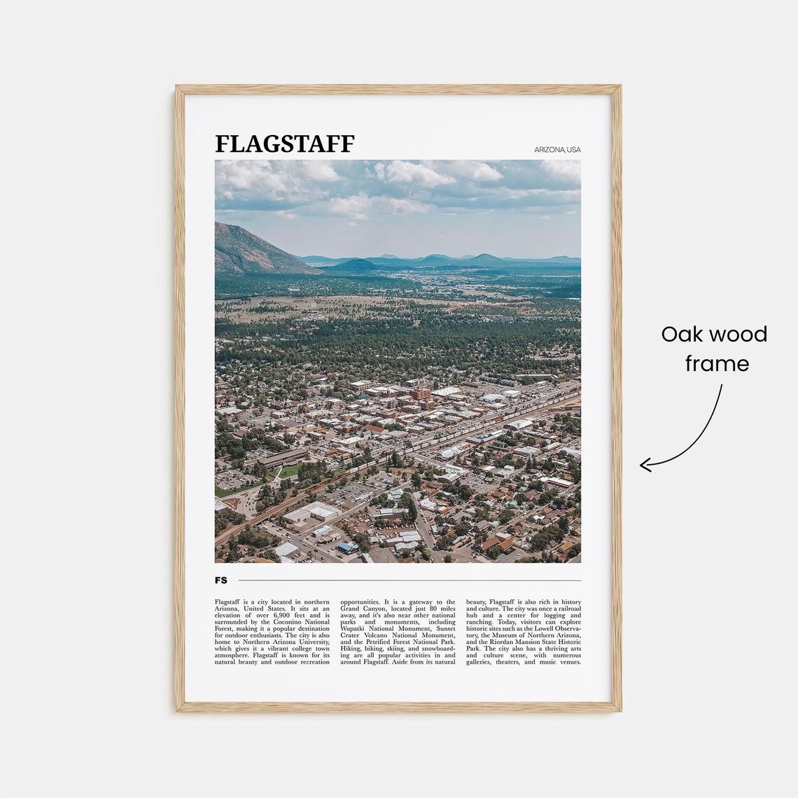 Flagstaff Arizona USA Mountain Town Aerial Panorama Travel Poster - Image 3