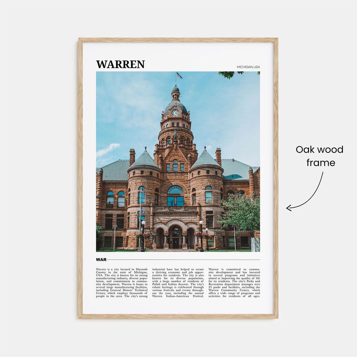 Warren Michigan Historic Sandstone Courthouse Architecture Poster - Image 3
