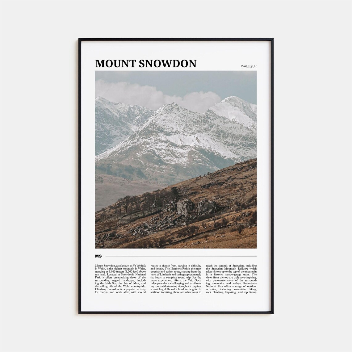 Mount Snowdon Wales Snow Capped Peaks Hiking Adventure Travel Poster