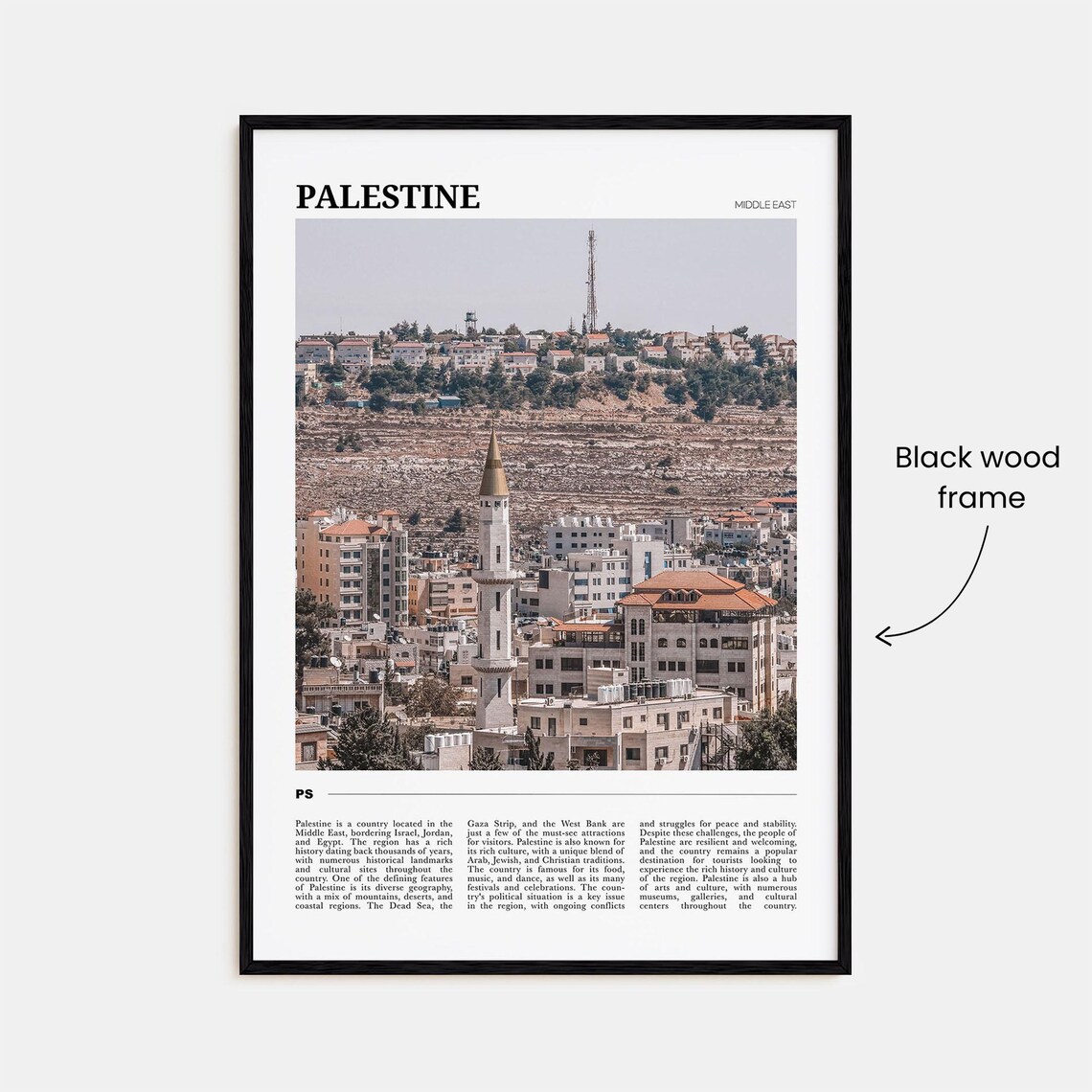 Palestine Middle East Travel Poster With Minaret Cityscape Photo - Image 2