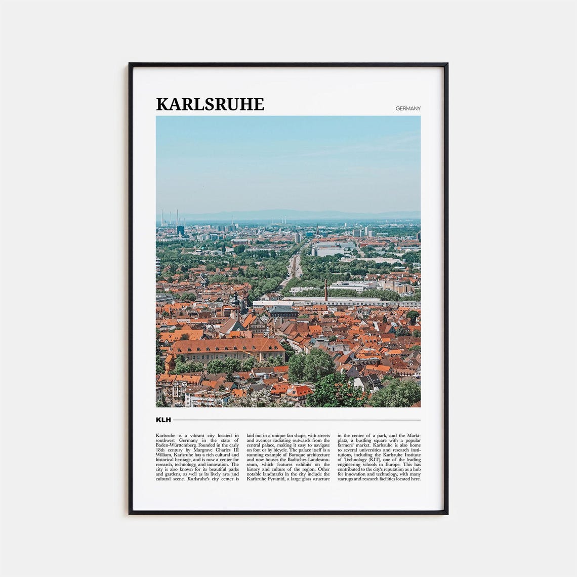 Karlsruhe Germany Aerial Cityscape Red Rooftops Urban View Poster