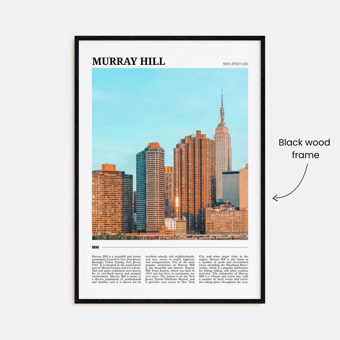 Murray Hill New Jersey Manhattan Skyline Empire State View Poster - Image 2