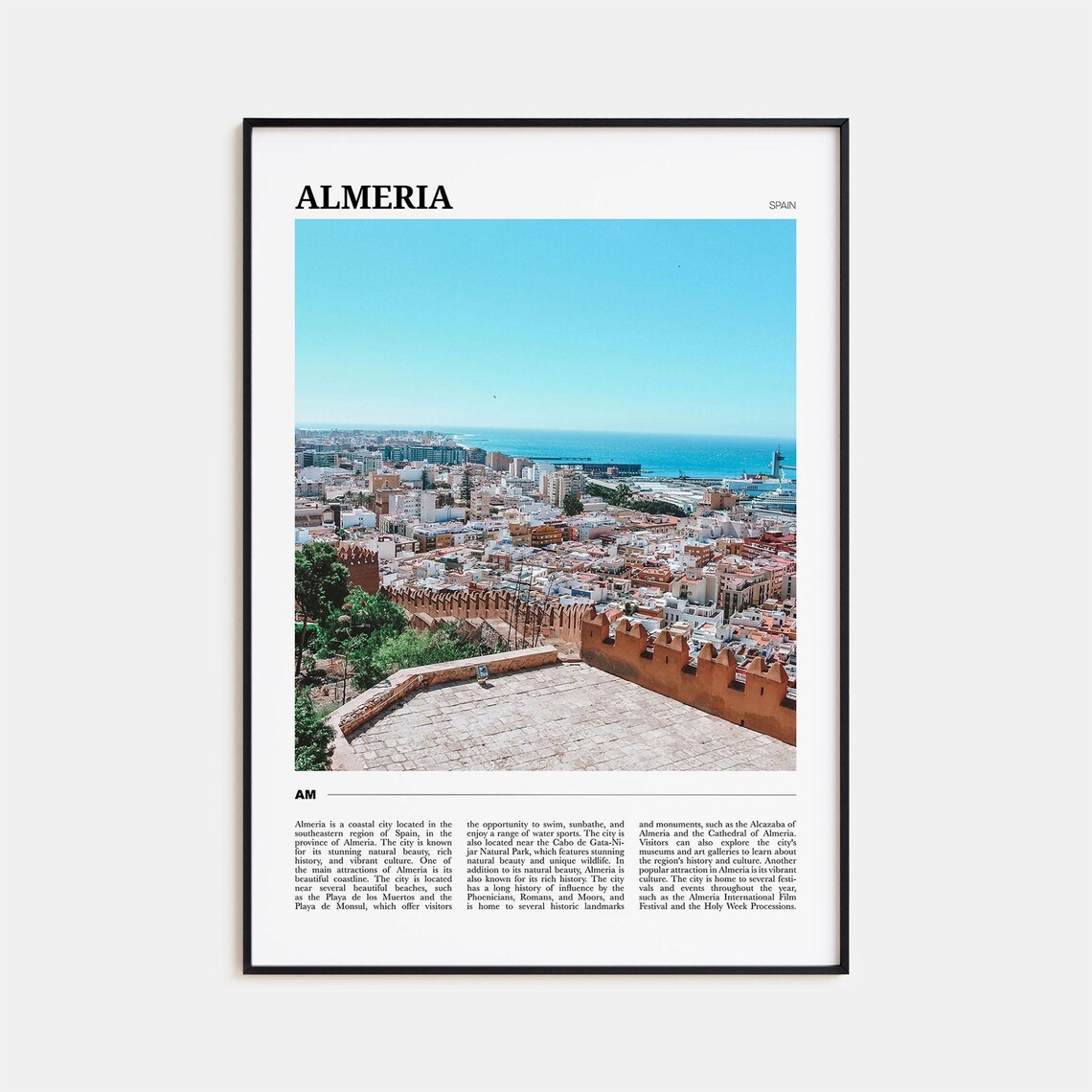 Almeria Spain Coastal Cityscape Historic Fortress Travel Poster