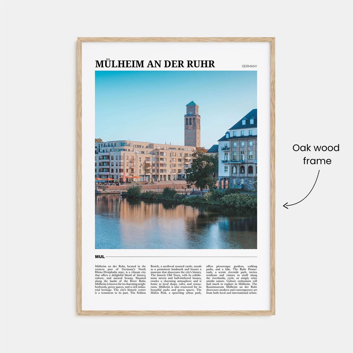Mulheim an der Ruhr Germany Riverside Old Town Skyline Travel Poster - Image 3