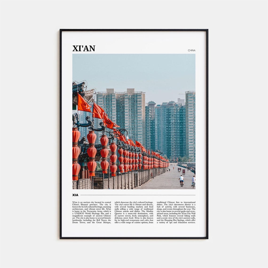 Xi'an China Ancient City Wall Red Lanterns Photography Poster