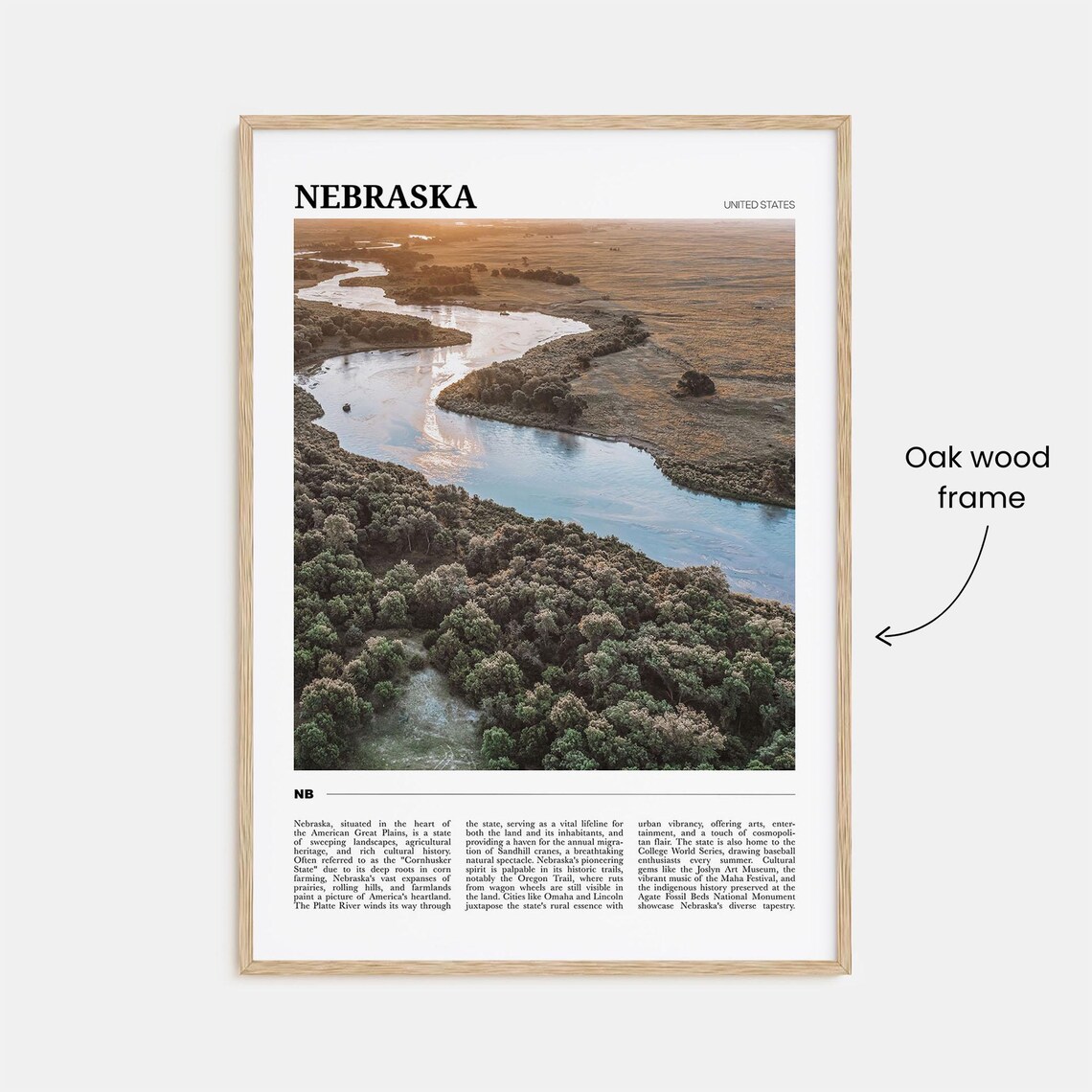 Nebraska United States Aerial River Landscape Photography Poster - Image 3