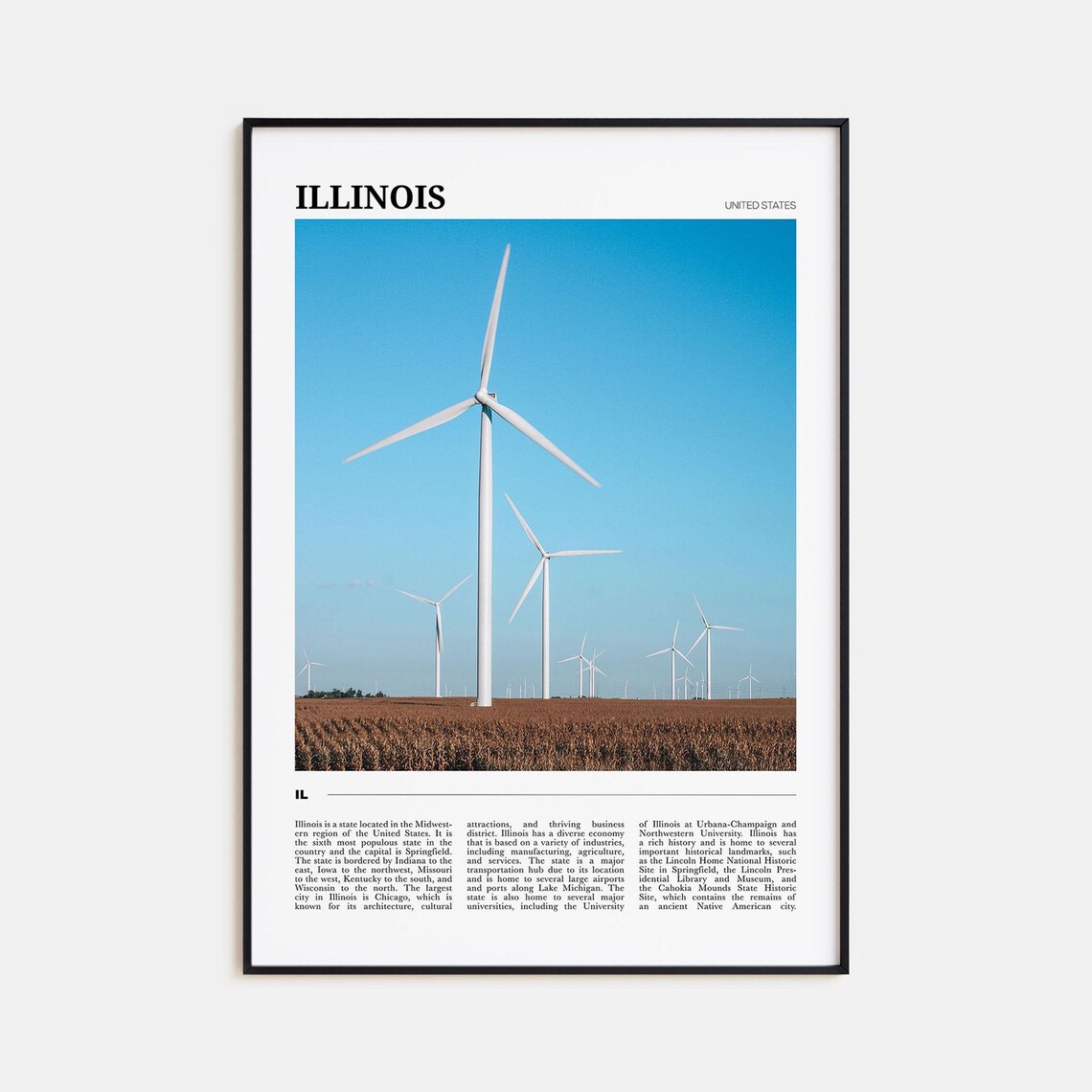 Illinois Travel Poster, USA Wall Art Print