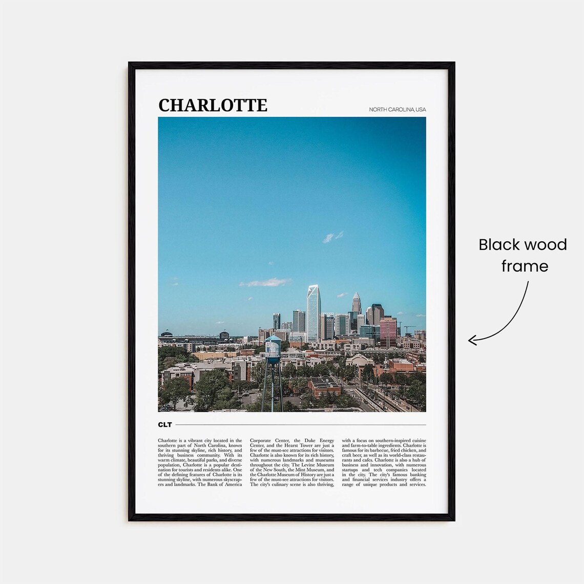 Charlotte Travel Poster No 1 Charlotte Wall Art Charlotte Poster Print Charlotte Photo Charlotte Decor North Carolina Usa - Image 2