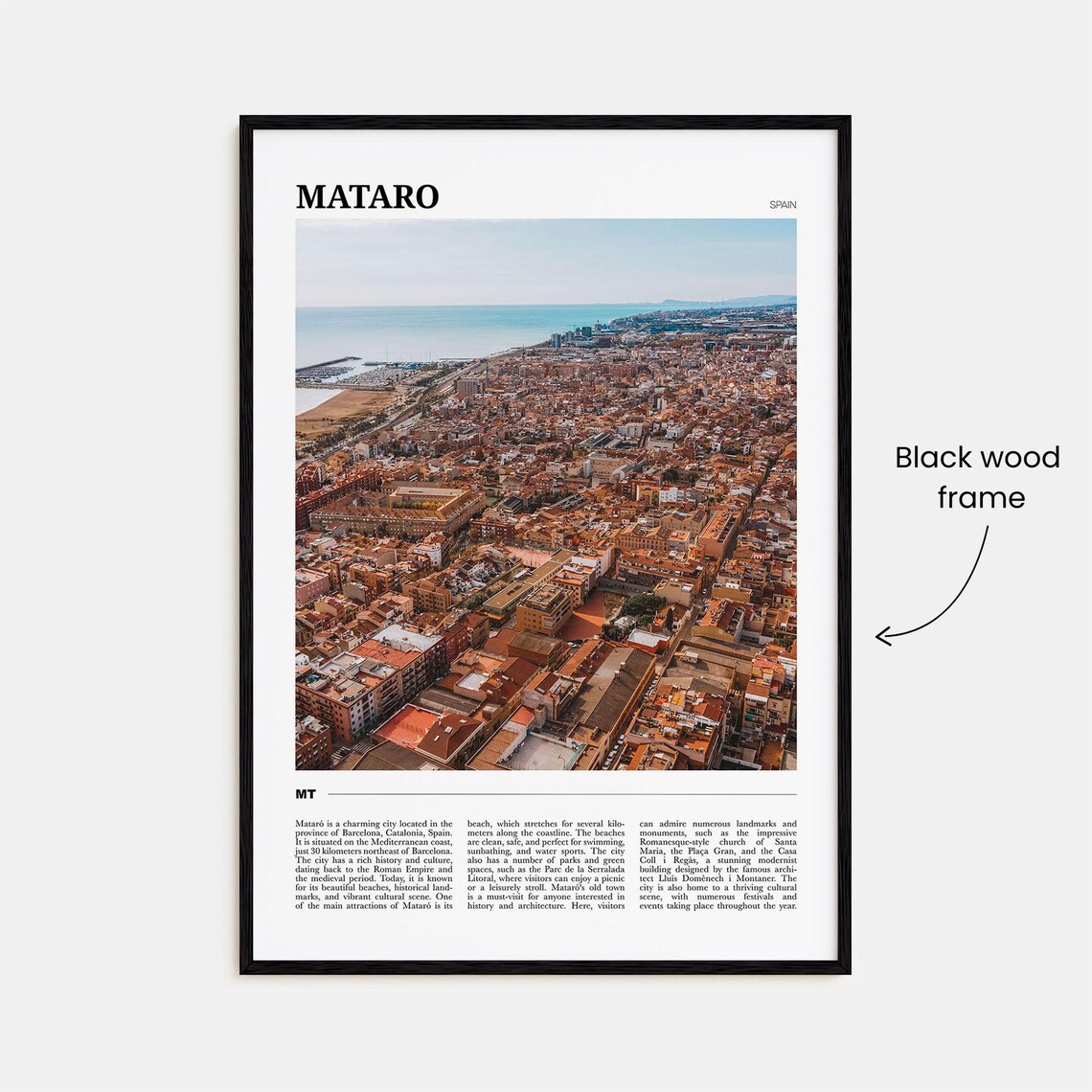 Mataro Spain Coastal City Aerial Photo Vintage Travel Poster - Image 2