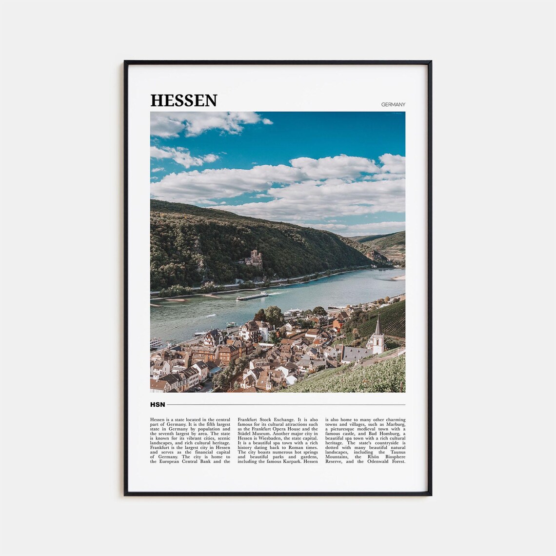 Hessen Germany Picturesque Rhine River Village Castle View Poster