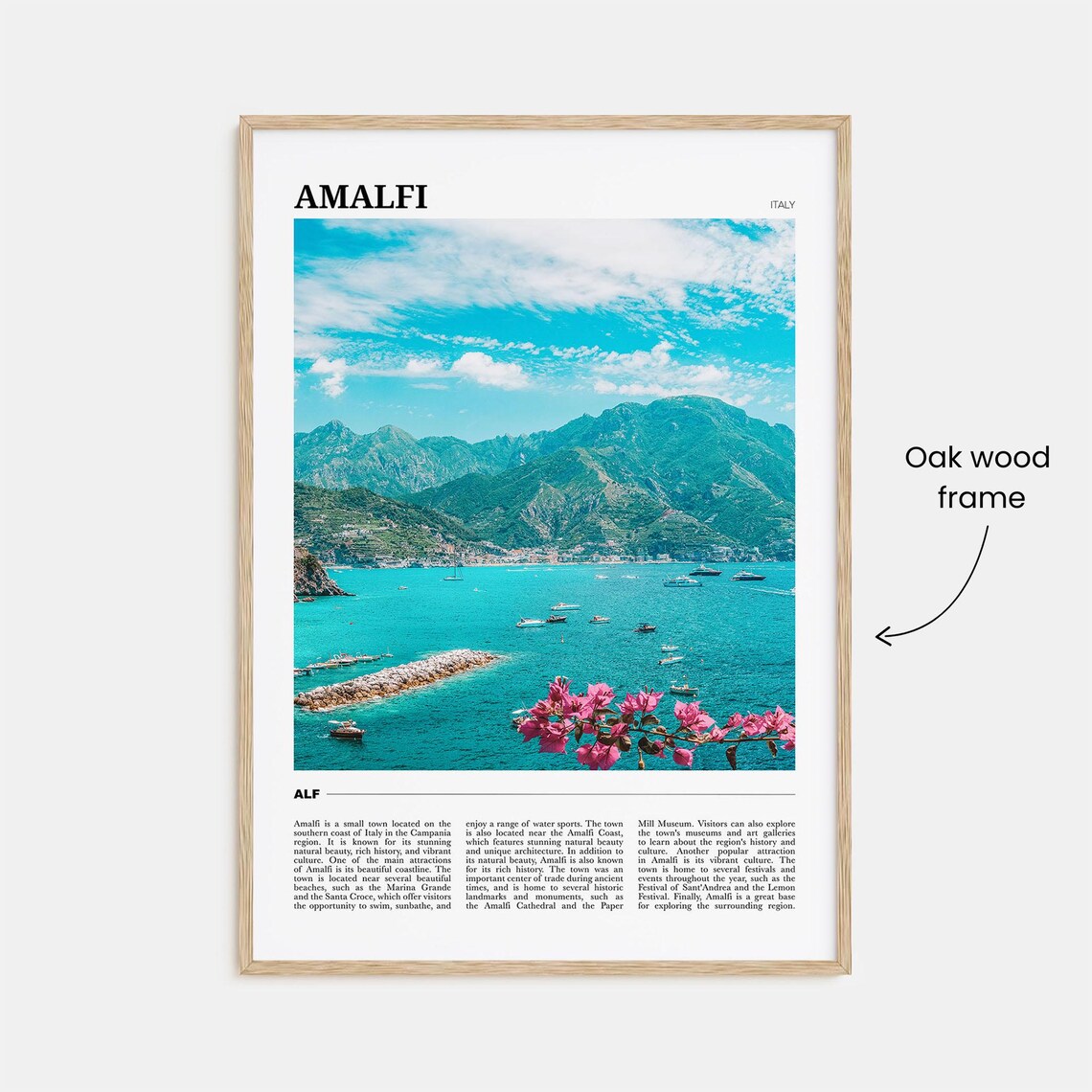 Amalfi Italy Coastline Boats Turquoise Sea Mountain Travel Poster - Image 3