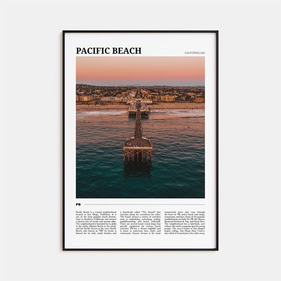 Pacific Beach Travel Poster, California Wall Art