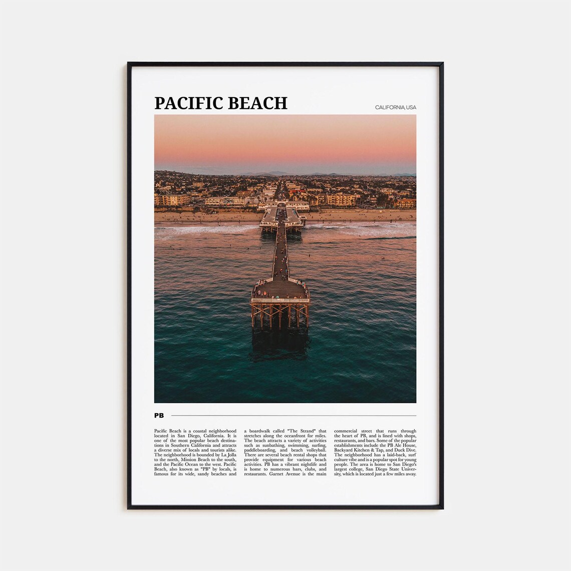 Pacific Beach Travel Poster, California Wall Art