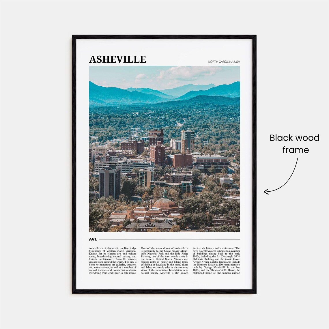 Asheville North Carolina Blue Ridge Mountain City Travel Poster - Image 2