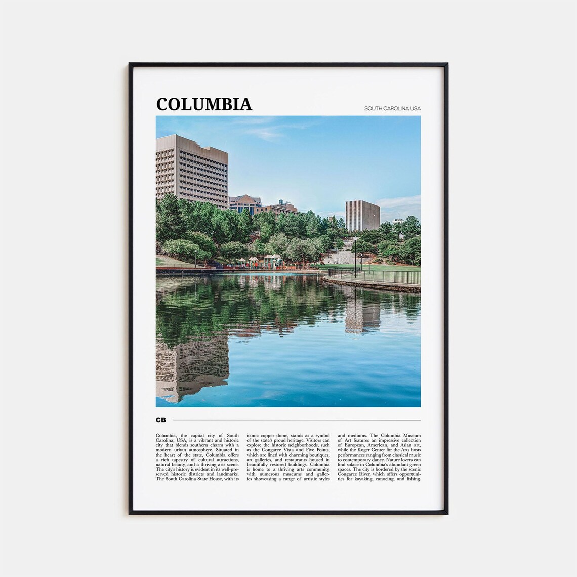 Columbia Travel Poster, South Carolina Wall Art