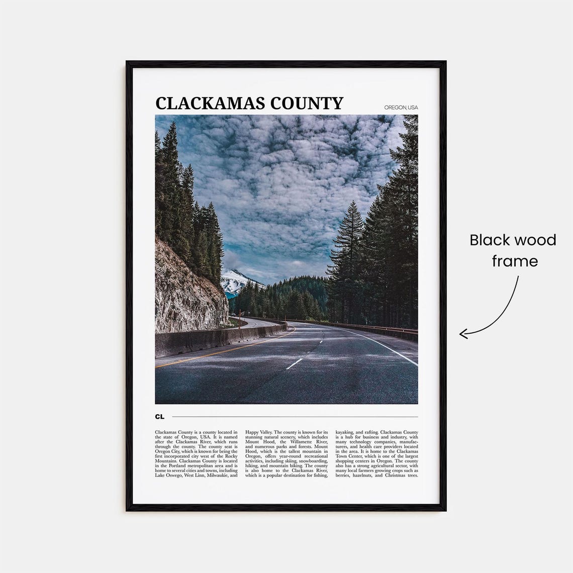 Clackamas County Oregon Mount Hood Forest Highway View Travel Poster - Image 2