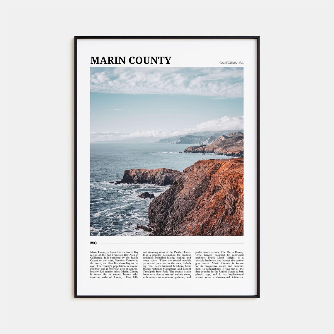 Marin County Travel Poster, California Wall Art Print