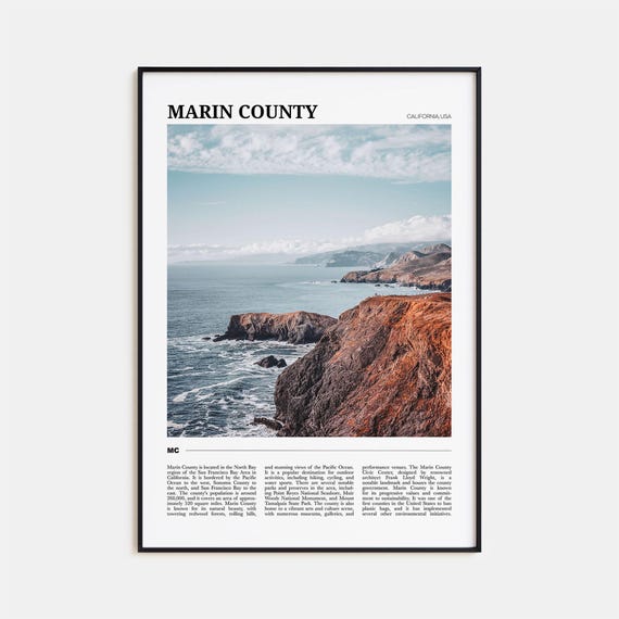 Marin County Travel Poster, California Wall Art Print
