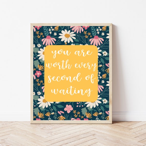 Miracle Baby Sign Worth The Wait Floral Nursery Wall Art Christian Over Crib Decor Boho Flower Prints Girls Room