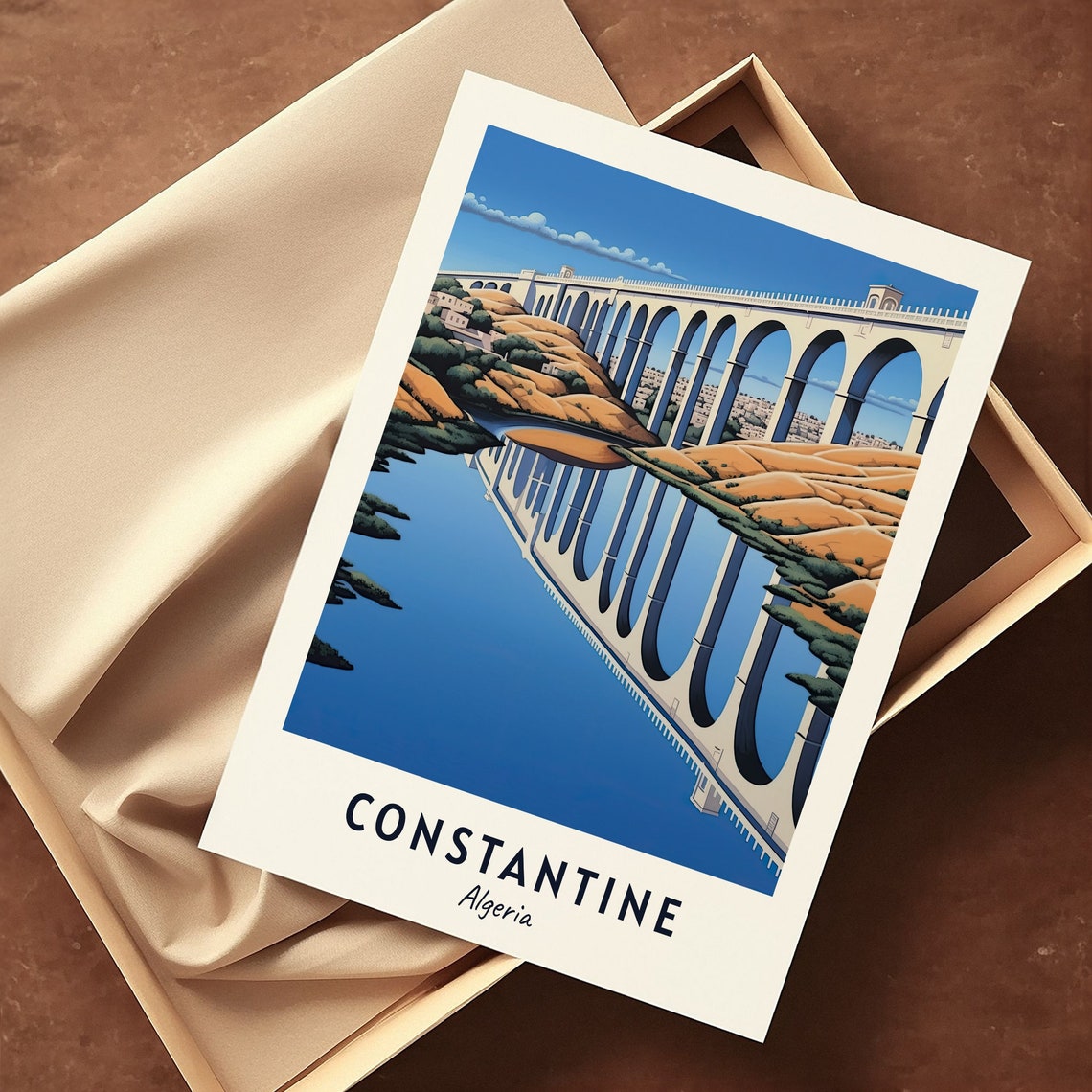 Constantine Algeria Great Arched Bridge Mirrored In Gorge Poster - Image 3