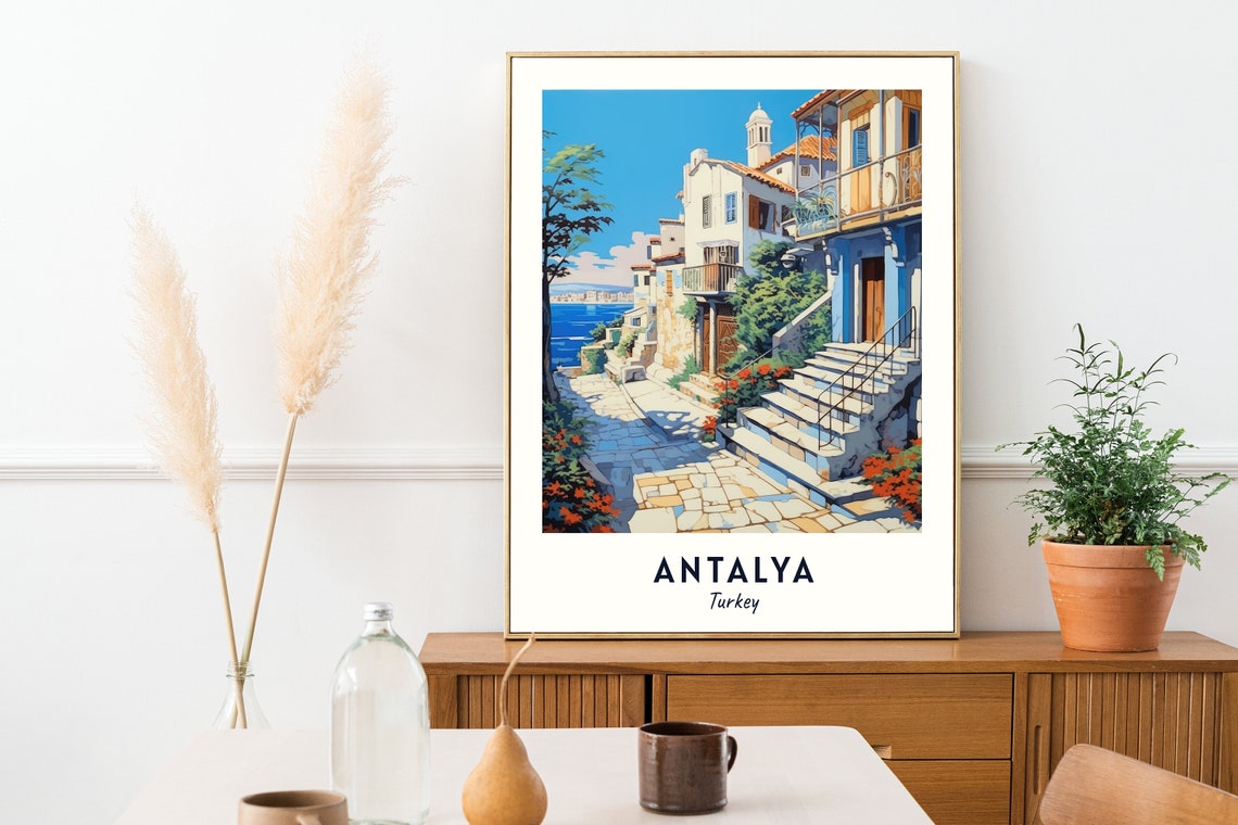 Antalya Kaleici Old Town Sea View Turkey Heritage Travel Poster - Image 2