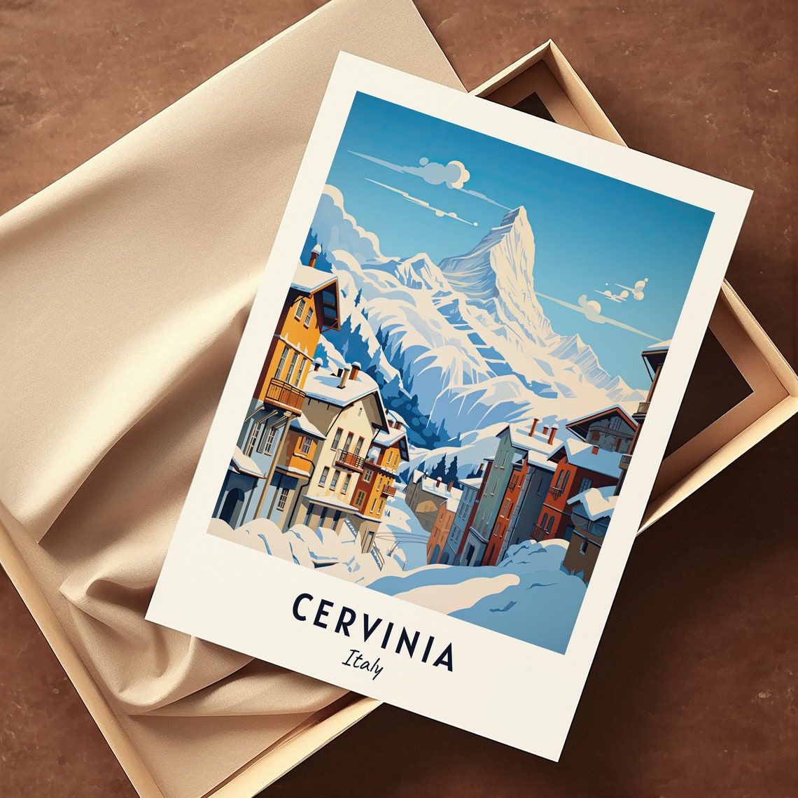 Cervinia Italy Alpine Village Beneath The Pyramidal Snow Peak Poster - Image 3