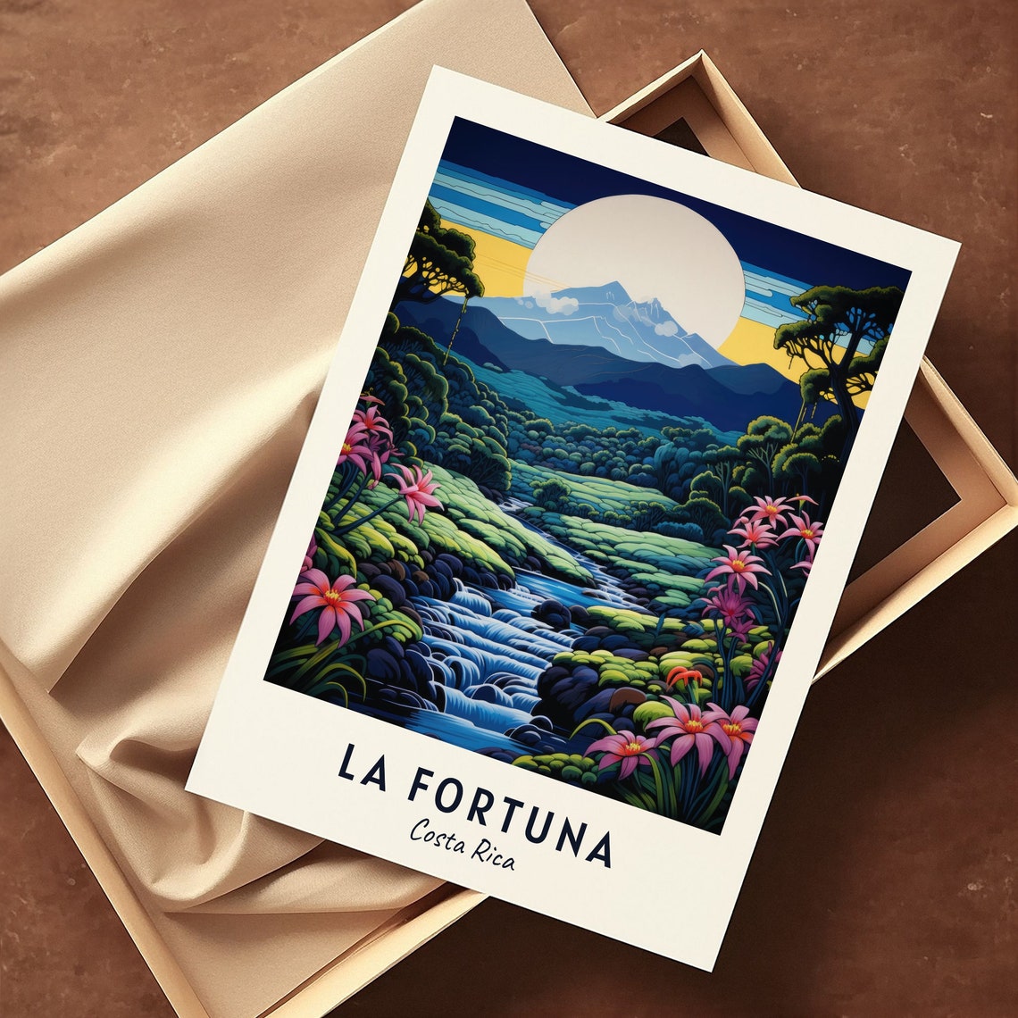 La Fortuna Costa Rica Arenal Volcano Jungle Waterfall Travel Poster - Image 3