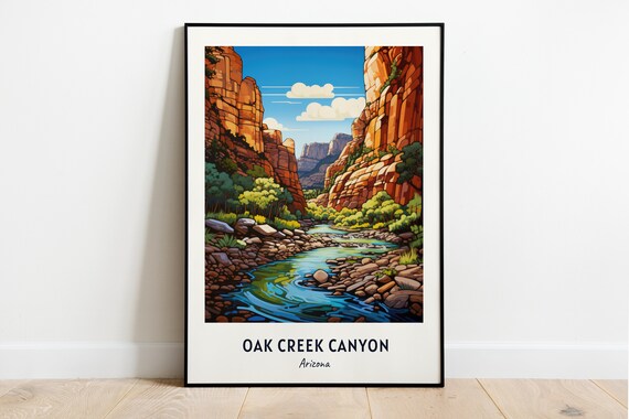 Oak Creek Canyon Arizona Red Rock Canyon Stream Green Valley Poster