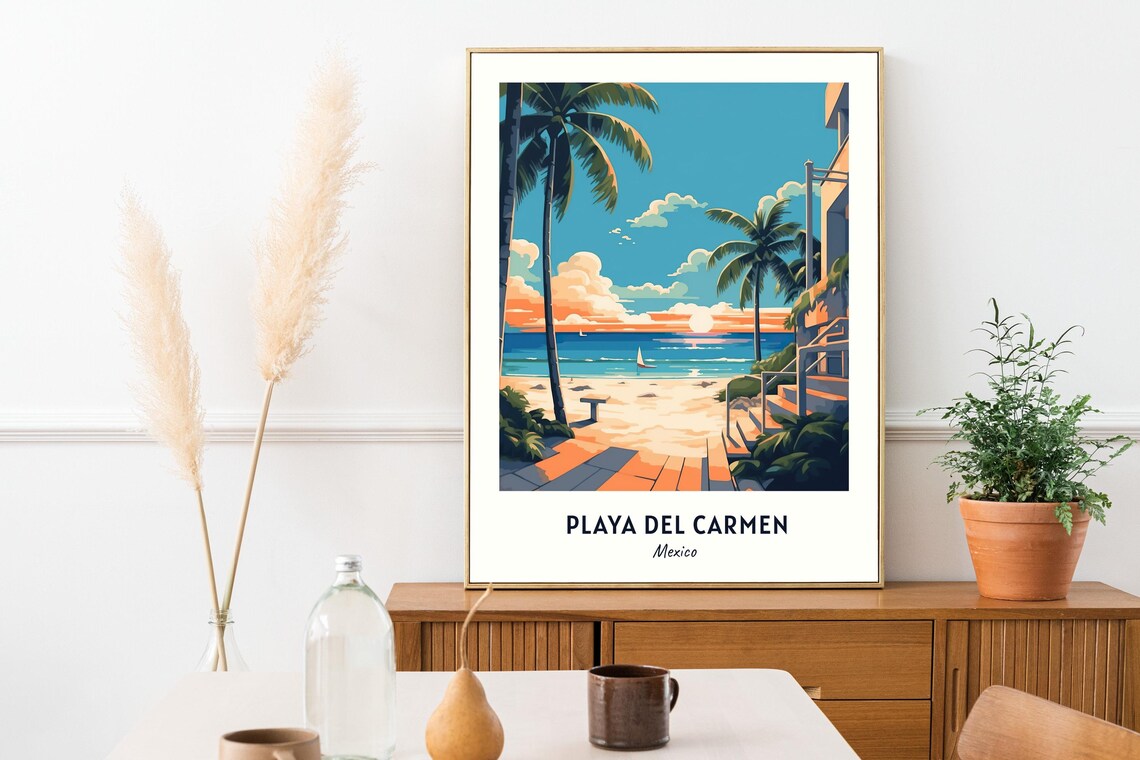Playa Del Carmen Travel Poster, Mexico City Print - Image 2