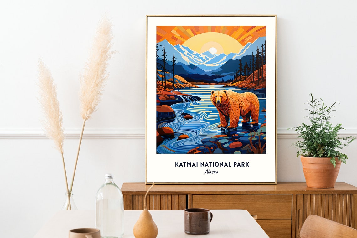 Katmai National Park Alaska Travel Print Wall Art Katmai National Park Alaska City Print Katmai National Park Alaska Travel Gift - Image 2