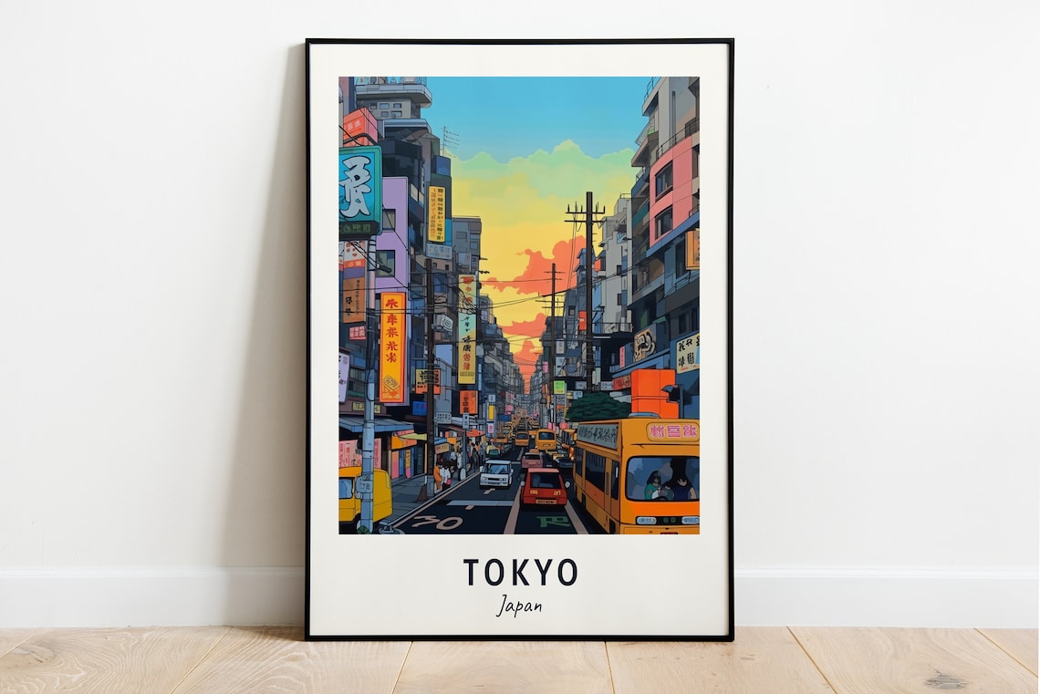Tokyo Travel Poster, Japan City Wall Art
