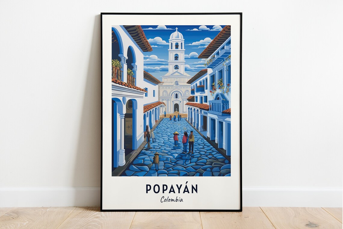 Popayán Historic Center Travel Poster, Colombia