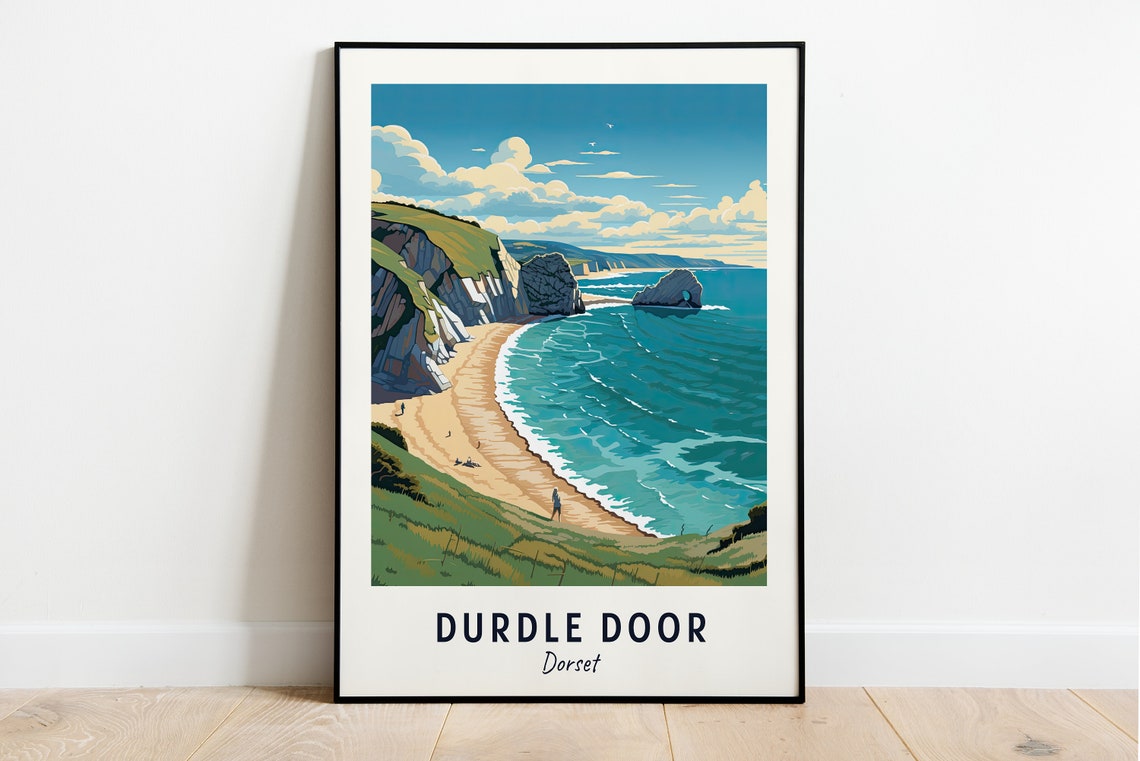 Durdle Door Dorset Limestone Arch Over Turquoise Bay And Cliffs Poster