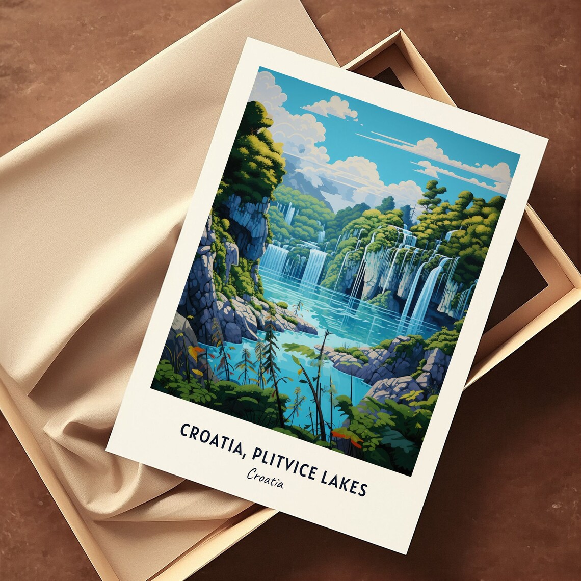 Plitvice Lakes Croatia Turquoise Waterfalls Forest Travel Poster - Image 3