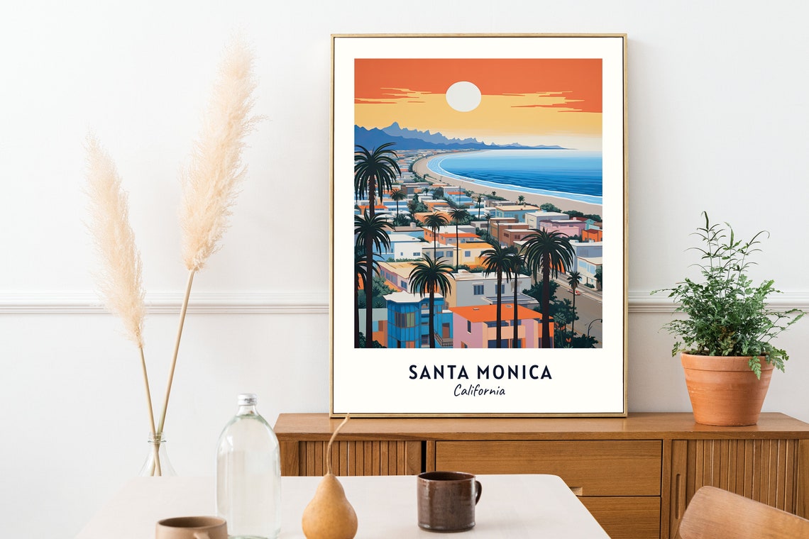 Santa Monica Travel Print Wall Art Santa Monica California City Print Santa Monica Travel Gift Santa Monica City Poster Travel Gift - Image 2