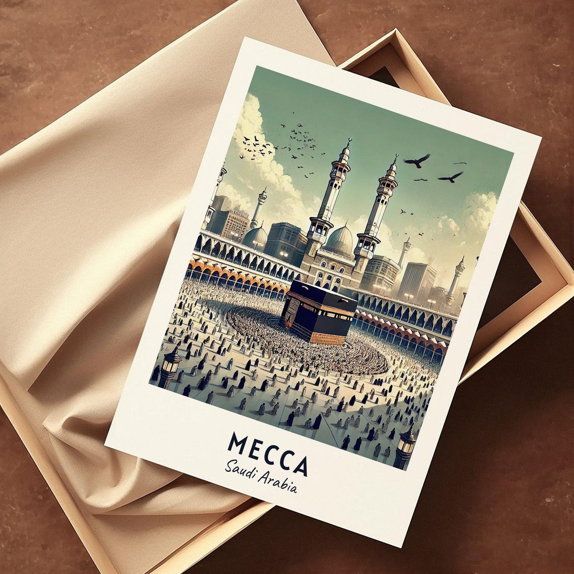 Mecca Saudi Arabia Kaaba Masjid Al Haram Pilgrimage Travel Poster - Image 3
