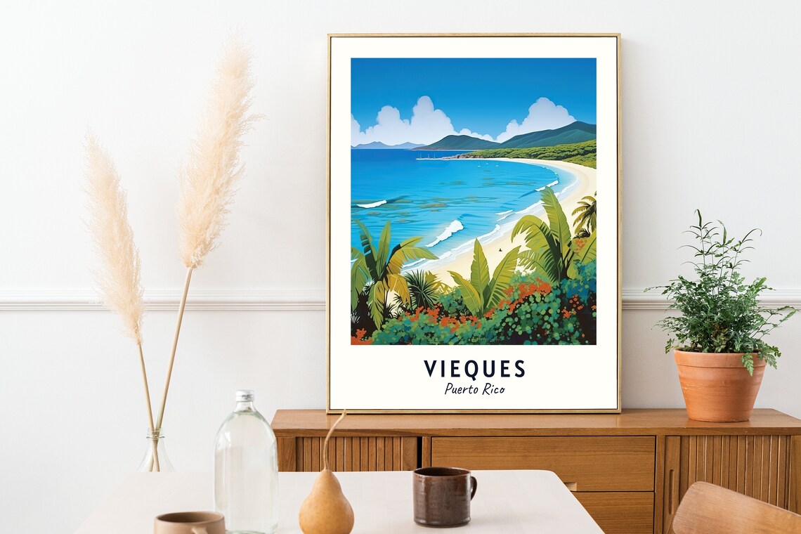 Vieques Travel Poster, Puerto Rico City Print - Image 2