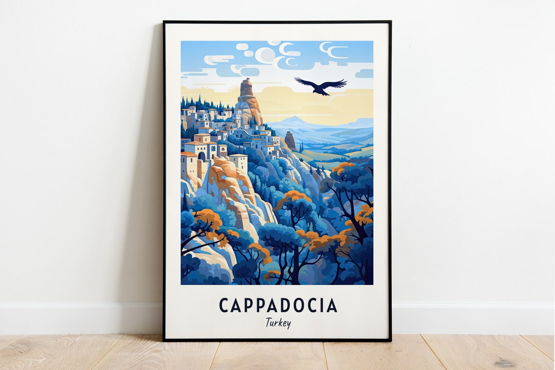 Cappadocia Turkey Eagle Rocky Ridge Valley Minimalist Travel Poster