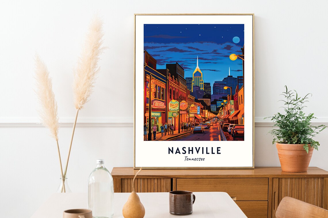 Nashville Travel Poster, Tennessee City Print - Image 2