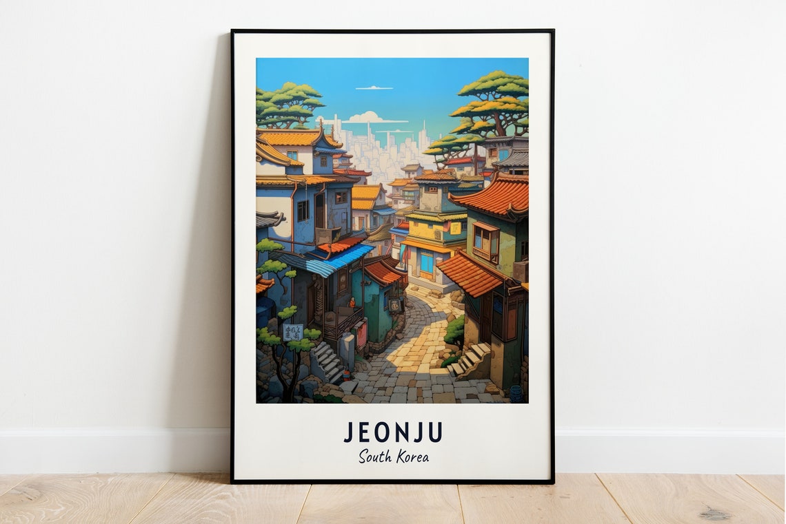 Hanok Village Travel Print Wall Art Jeonju South Korea City Print Hanok Village Travel Gift Hanok Village Poster