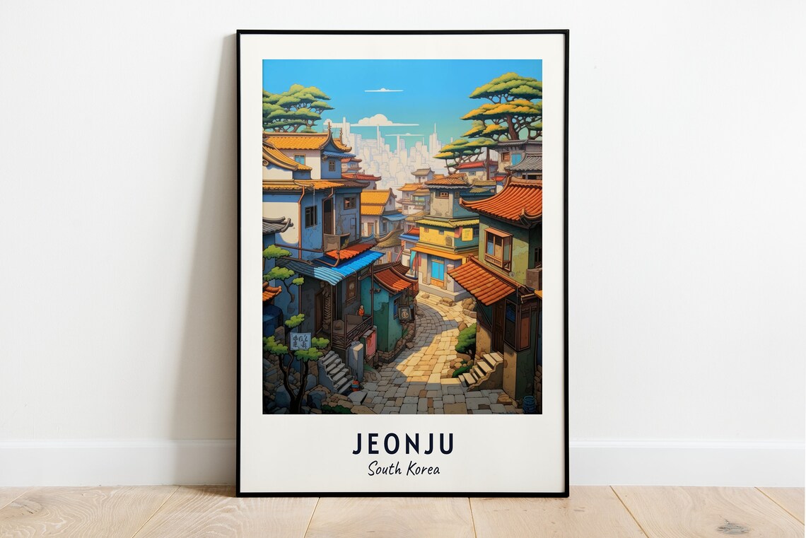 Jeonju Hanok Village Traditional Alley South Korea Travel Poster