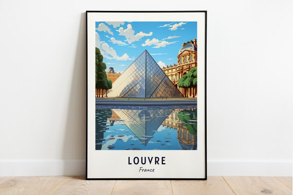 Louvre Travel Print Louvre France Travel Gift Printable City Poster Wedding Gift Birthday Present