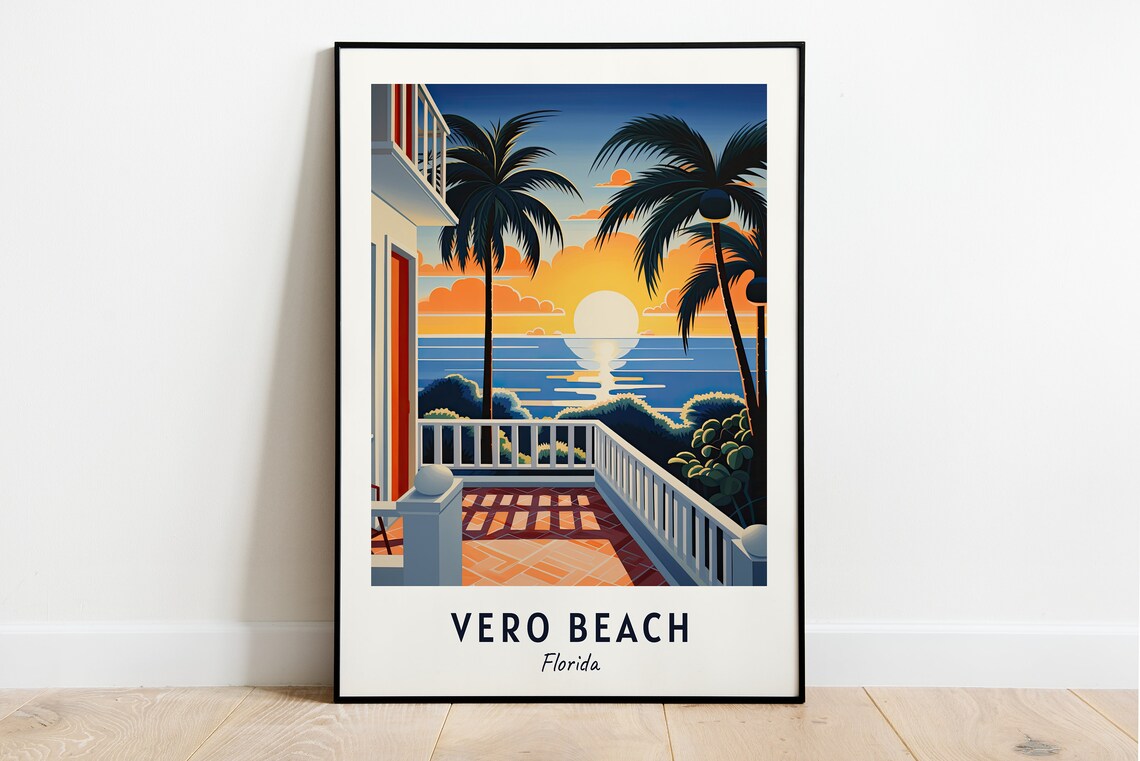 Vero Beach Travel Poster, Florida City Art Print