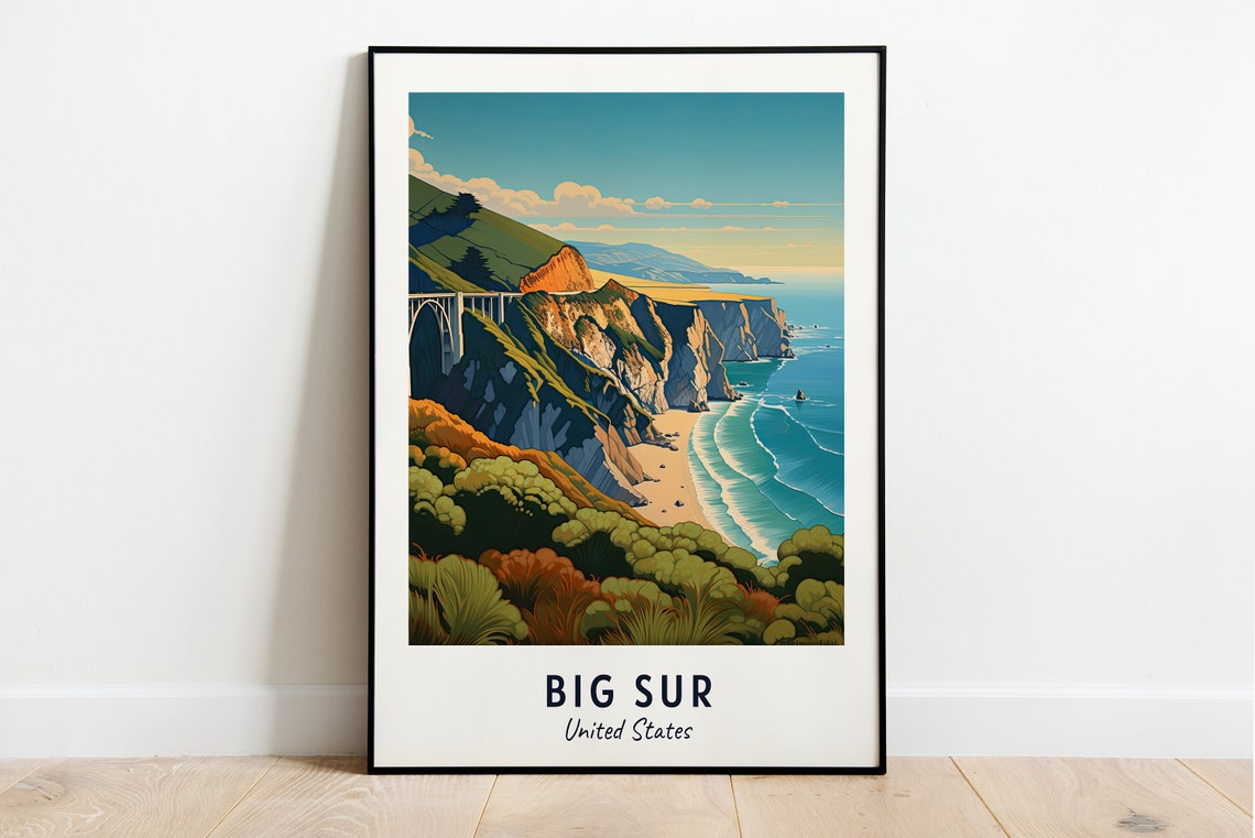 Big Sur Bixby Bridge Dramatic Ocean Cliffs Coastal Travel Poster