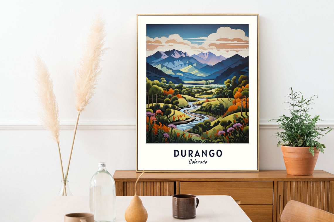 Durango Colorado Mountain River Valley Wildflower Meadow Travel Poster - Image 2